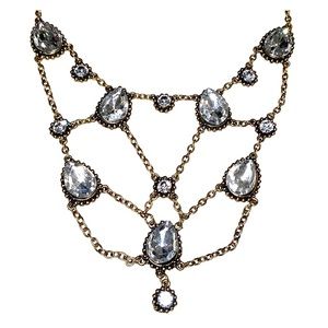 Vintage Crystal Tear dropping Webbed Necklace